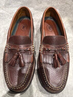 H.S. Trask Brown Men’s US11M Brazil Leather Kiltie Tassel Loafers Shoes